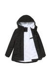 Winter Black Hooded Drawstring ZipperThickened Padded Jacket