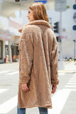 Camel Fleece Button Down Midi Coat