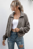Camel Winter Thickened Casual Warm Lapel Cropped Jacket