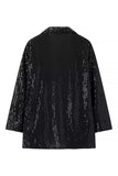 Sparkly Black Shawl Lapel Sequins 2 Piece Women Prom Suits