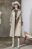 Grey Blue Double Breasted Long Trench Coat with Belt
