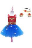 Red and Blue Star Tulle Girl Halloween Dress