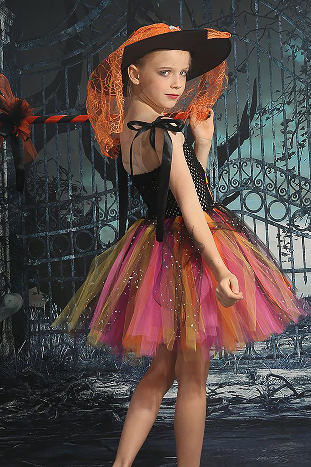 Sparkly Black Tulle Halloween Girl Dress