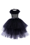 Black Tiered Tulle Ruffled Halloween Girl Dress