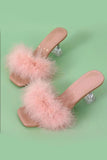 Feathers Pink High Heel Sandals
