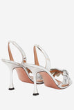 Silver Pointed Toe Stiletto Sandals with Beading