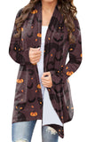 Halloween Pumpkin Ghost Face Pattern Black Coat