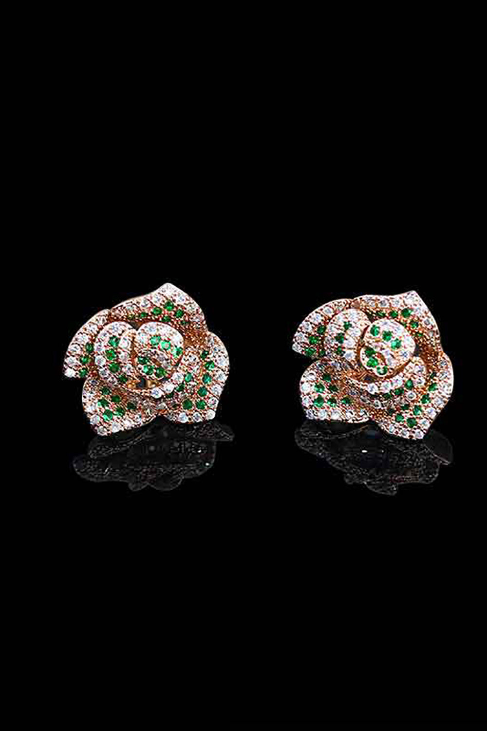 Rose Shape Rhinestone Earrings Necklace Jewelry Set