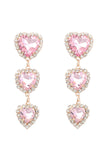 Pink Rhinestone Sweetheart Dangle Earrings