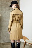 Black Double Breasted Lapel Long Trench Coat with Belt