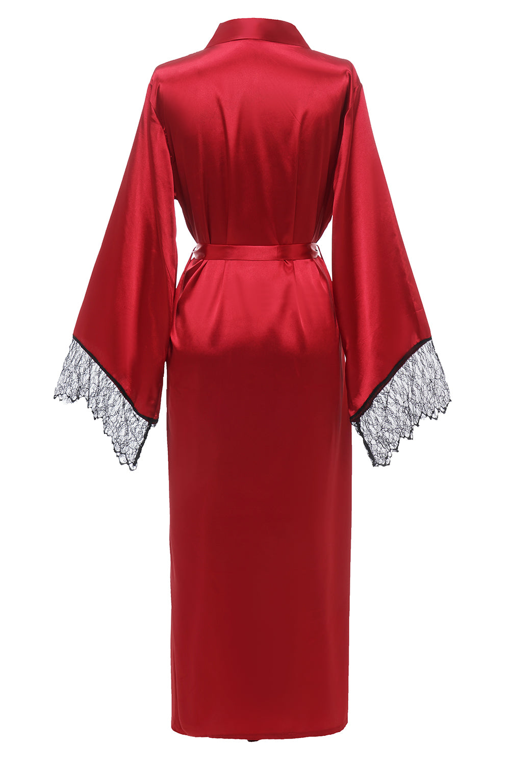 Dark Red Bridesamaid Robe With Lace