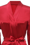 Dark Red Bridesamaid Robe With Lace