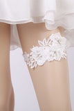 White Lace Flowers Beaded Wedding Garter