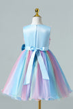 A Line Blue Sequin Sleeveless Girls' Dress