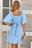 Apricot Short Sleeves A Line Mini Summer Dress