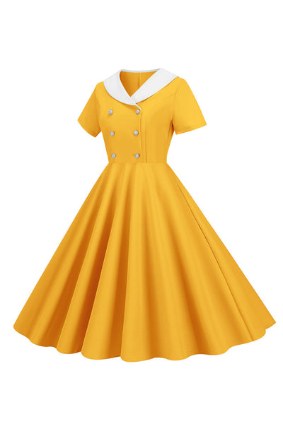 ZAPAKA Women Vintage Dress Peter Pan Collar Swing 1950s Dress with ...