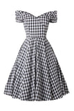 Black Gingham Vintage 1950s Dress