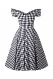 Black Gingham Vintage 1950s Dress