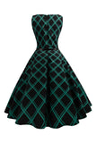 Swing Green Plaid 1950s Dress