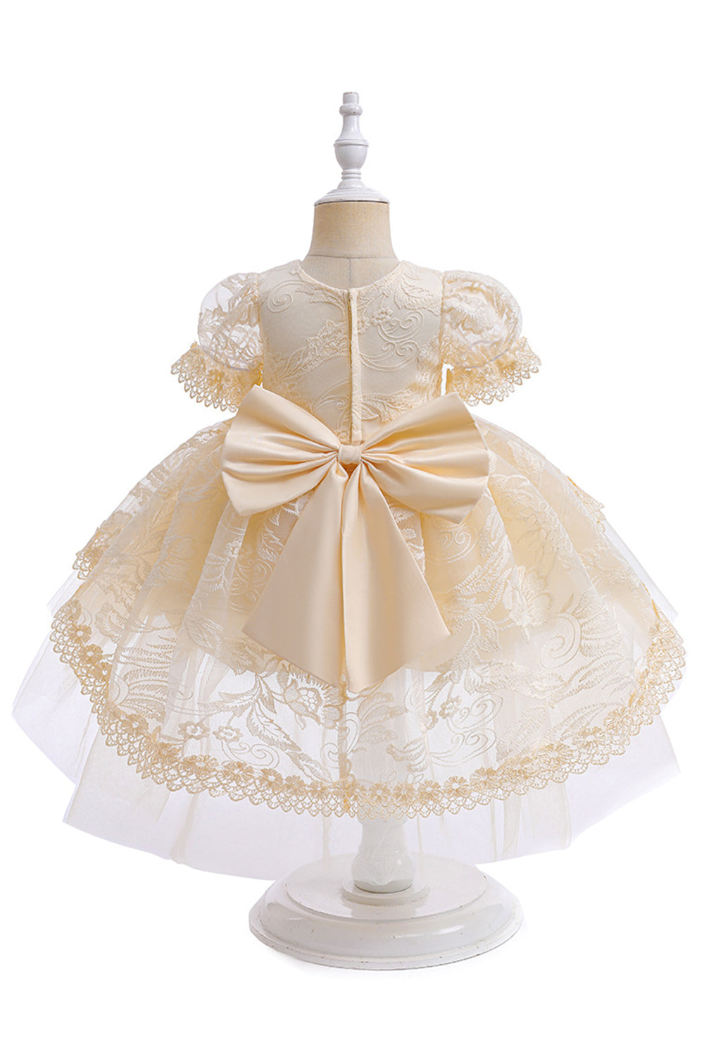 White Tulle A Line Gir Party Dress with Bow