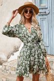 Green Floral Long Sleeves Summer Dress