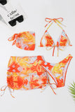 Halter Neck Orange Printed Bikini