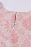 Cute Jewel Neck Pink Jacquard Girl Dress