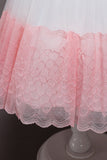 Pink Sleeveless Flower Tulle Girls' Dress With Bow