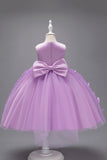 Champagne Princess Butterfly Tulle Girls' Dress With Bow