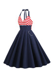 Stripes Halter Swing 1950s Dress