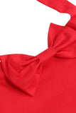 Halter Red Vintage Girls Dress with Bow