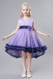 Blue Tulle Glitter Flower Girls Party Dress With Bow