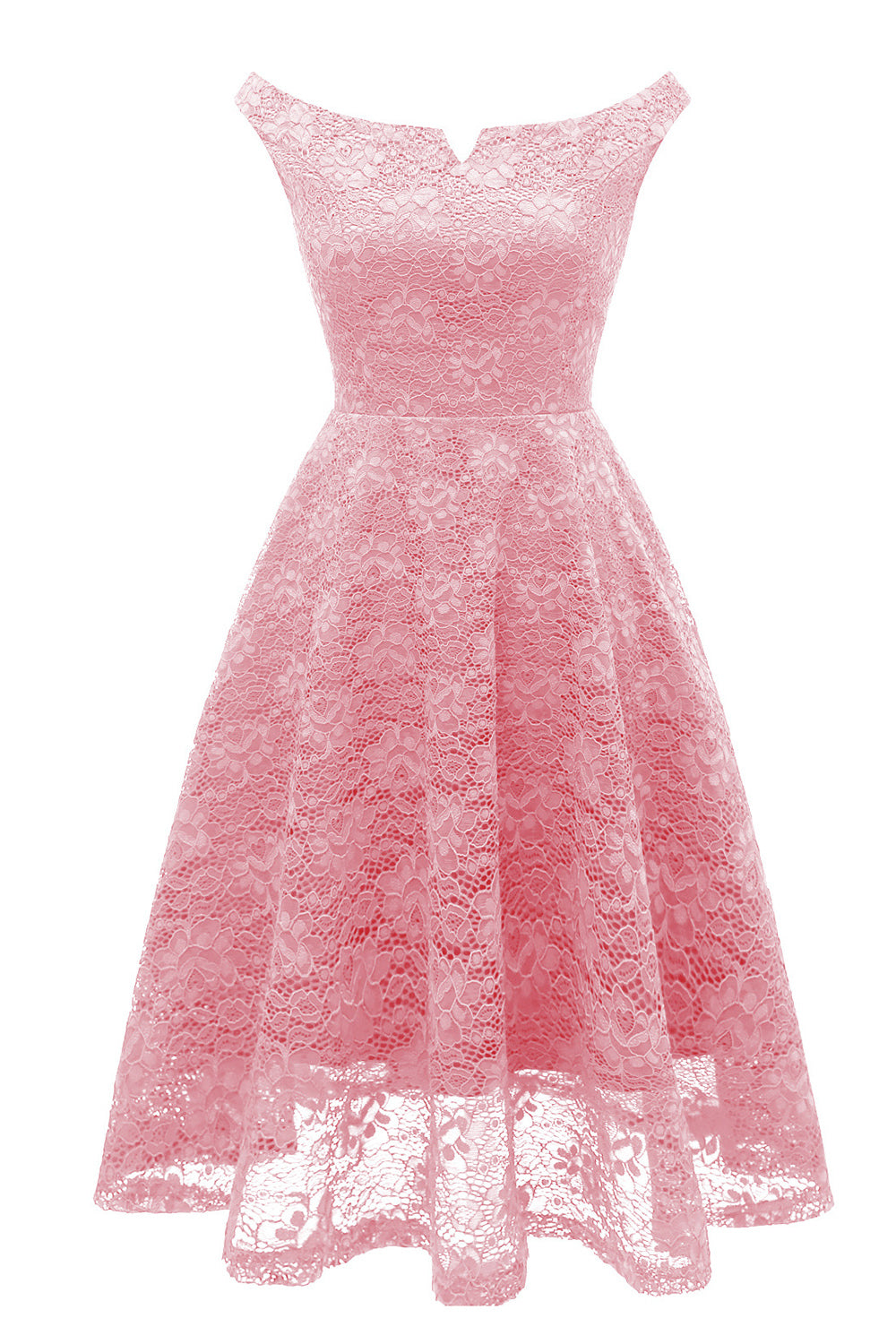 Pink A Line Lace Dress with Sleeveless