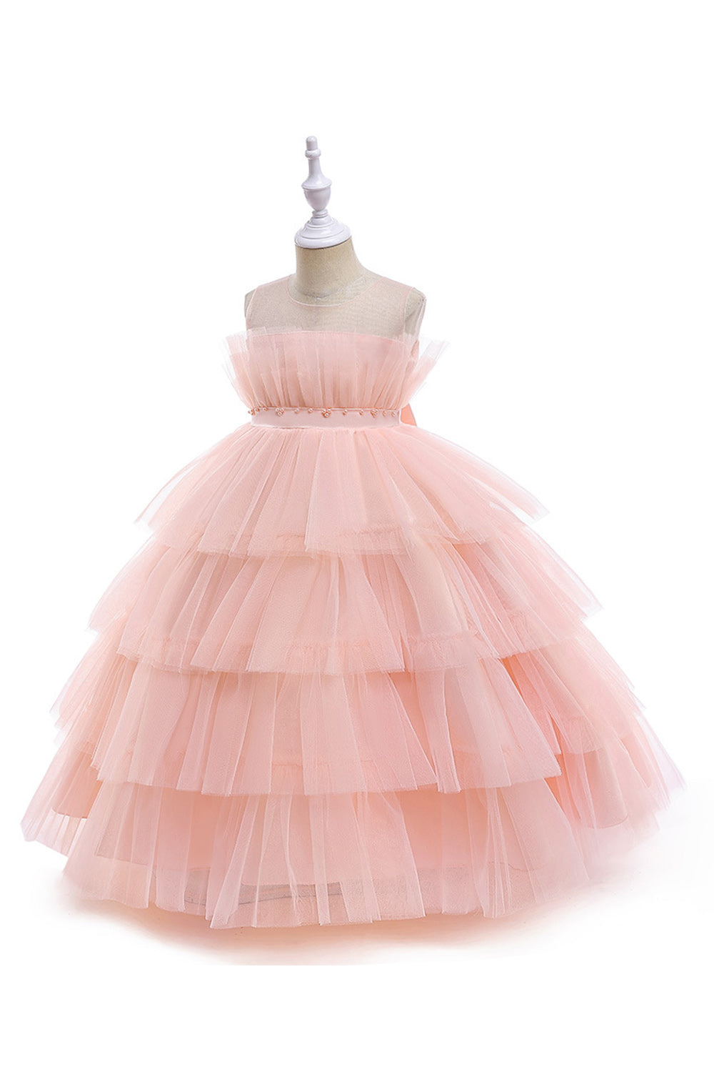 Pink Tulle A Line Flower Girl Dress with Bow