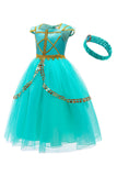 Green Tulle A Line Girl's Party Dress