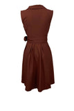 V-Neck Sleeveless Brown 1950s Dress