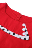 Polka Dots Red 1950s Dress with Button