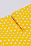 Yellow Polka Dots Square Neck Vintage Dress
