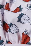 White One Piece Printed Swimwear with Strawberries