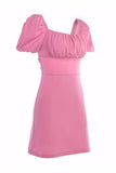 Puff Sleeves Bodycon Pink Party Dress