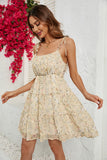 Zapaka Women Apricot Short Summer Dress Floral Printed Spaghetti Straps  Casual Dress – ZAPAKA AU