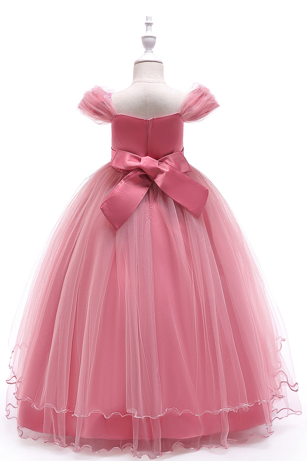 A-Line Beaded Blush Girls Dresses with Appliques