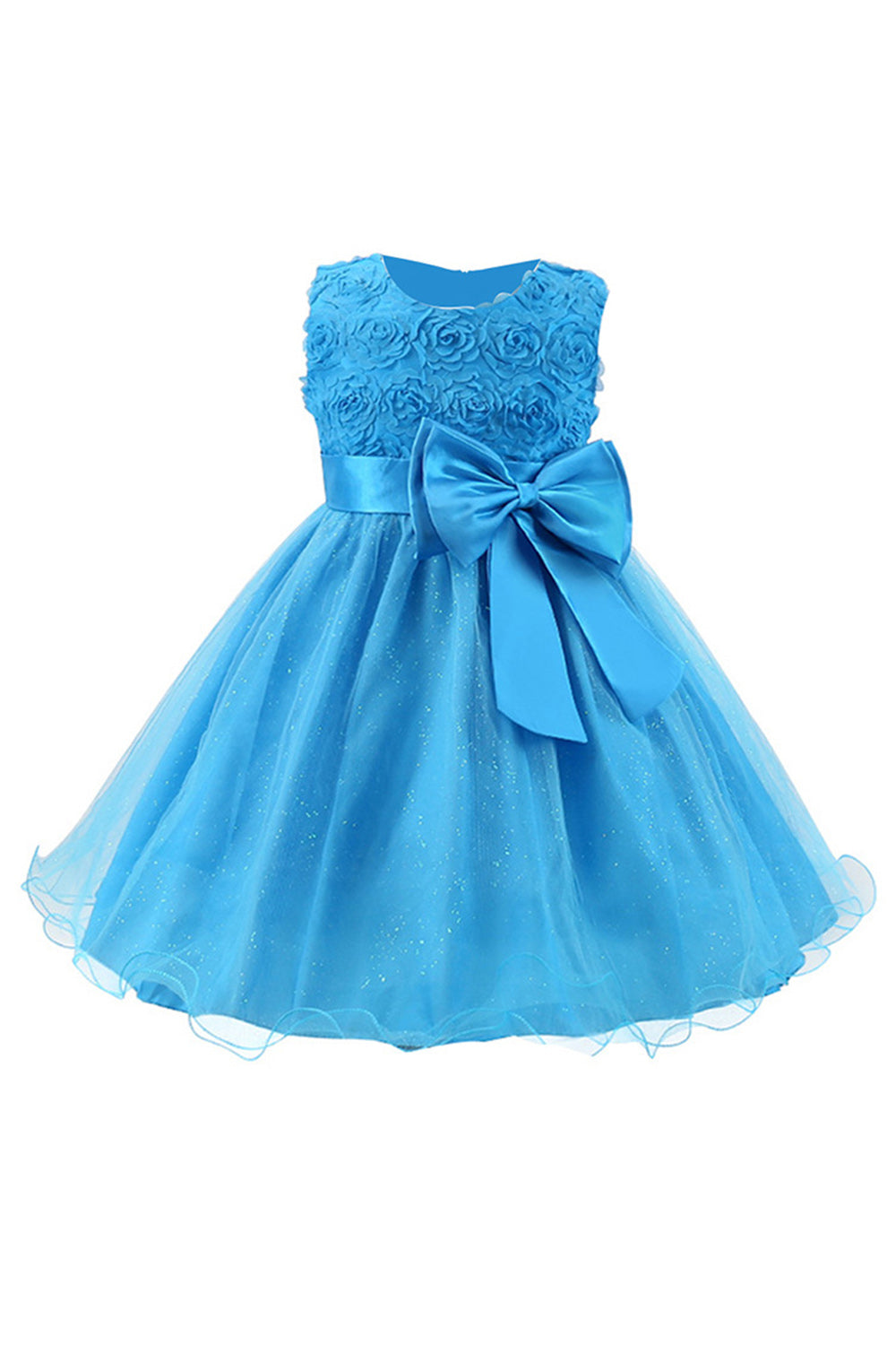 Glitter Boat Neck Pink Girls Dresses with Bow