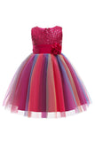 Sparkly Boat Neck Purple Girls Dresses