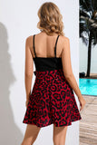 Red Vintage Leopard Print Spaghetti Straps Summer Dress