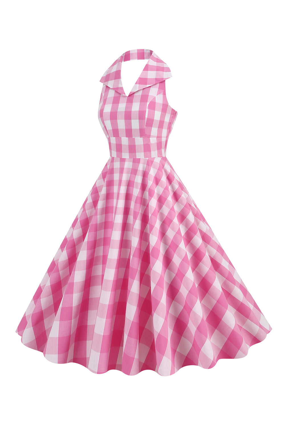 Pink Pin Up Plaid 1950s Vintage Dress