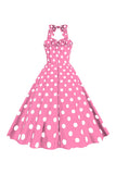 Pink Polka Dots Pin Up Vintage 1950s Dress