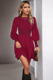 Pink Long Sleeves A Line Casual Dress with Ruffles