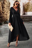 Long Sleeves Black Holiday Party Dress with Pleated