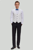 White Jacquard 3 Piece Men's Suits with Shawl Lapel